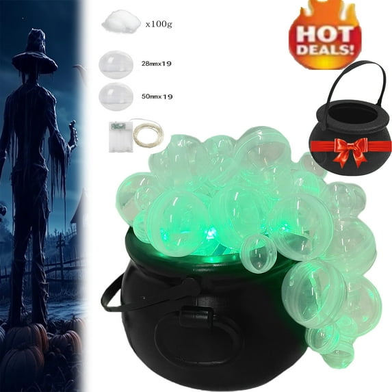 Halloween Decorations Outdoor Indoor - DIY Bubbling Cauldron Set - Black Bowl Hocus Pocus Party Decoration - Spooky Vintage Deco for Halloween Indoor Home Table Decor Supplies,Green