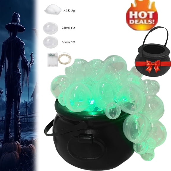 Halloween Decorations Outdoor Indoor - DIY Bubbling Cauldron Set - Black Bowl Hocus Pocus Party Decoration - Spooky Vintage Deco for Halloween Indoor Home Table Decor Supplies,Green