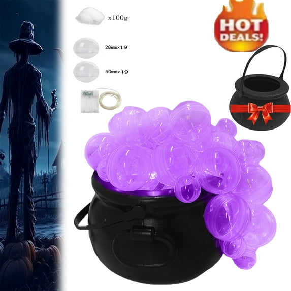 Halloween Decorations Outdoor Indoor - DIY Bubbling Cauldron Set - Black Bowl Hocus Pocus Party Decoration - Spooky Vintage Deco for Halloween Indoor Home Table Decor Supplies,Purple