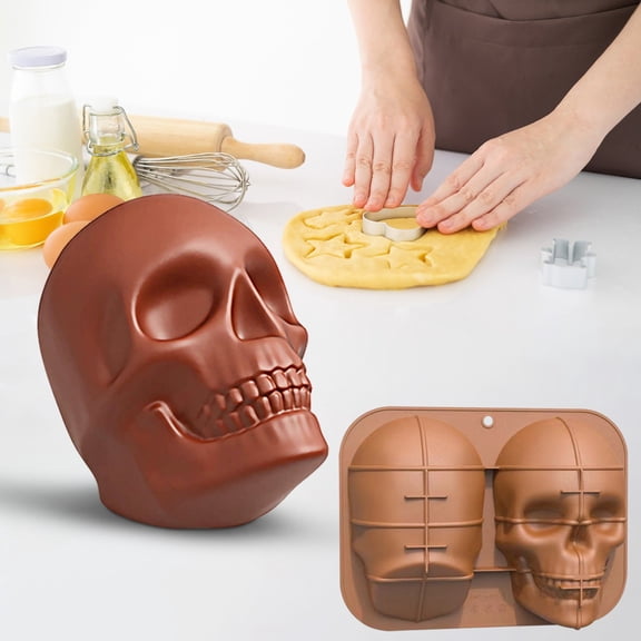 Halloween Clearance Sales!Large Skull Cake Pan Haunted Baking Cake For Halloween And Birthday Party, Halloween Decor