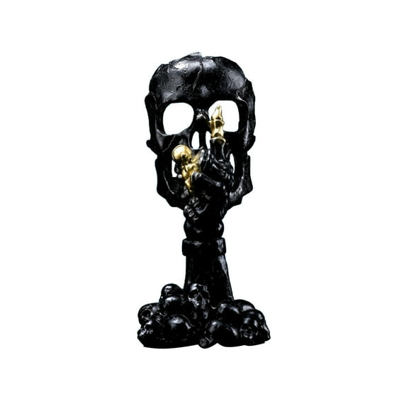Halloween Clearance Under $10, Halloween Creative Gothic Skull Candle Holder, Halloween Decorative Stand, Available in Black and White (Black)