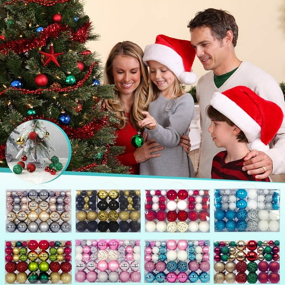 Halloween Clearance! VWRXBZ 101PCS Christmas Ball Ornaments Christmas Tree Decoration Holiday Multiple Styles Ornaments for Christmas Trees Party Ball Decoration