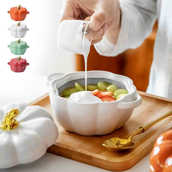 Halloween Clearance! VWRXBZ Ceramic Bowl with Lid Stew Pot Pumpkin Pot Household Kitchen Cutlery Rice Bowl