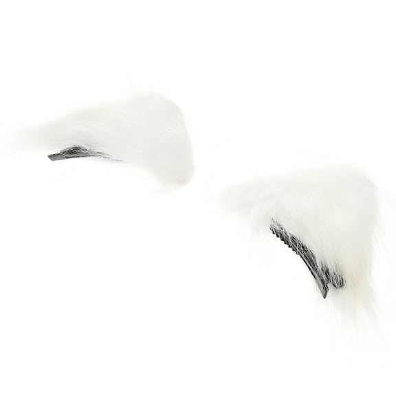 WRITWAA Cat Ears Hair Clip White Flannel 1 Pair 5.1X2.8X0.8In