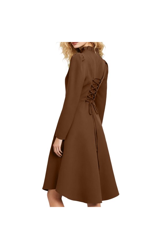 Halloween Cloak Jackets For Women Gothic Renaissance Long Coats Ruffled Button Down V Neck Back Drawstring Outwear (S, Coffee)