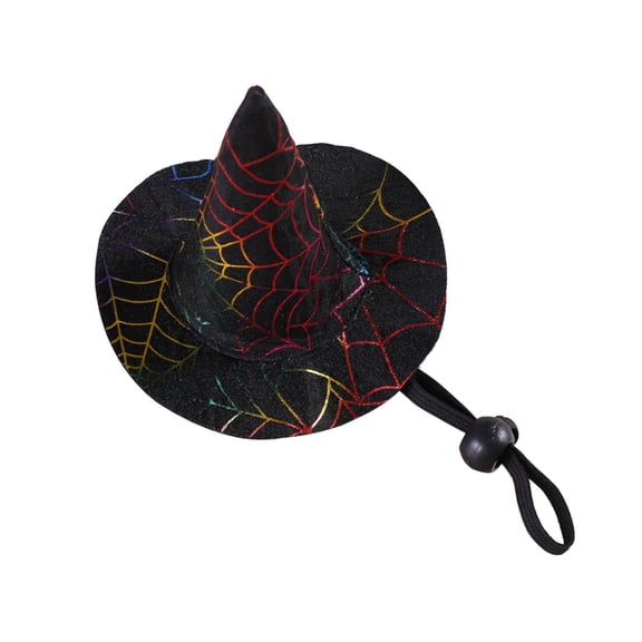Halloween Cloth Witch Hat Pet Headband, Adjustable Elastic Cosplay Headdress, Cute Festive Photo Prop with Decor Print for Kittens Small Puppy Dogs Halloween Party Pumpkin Contest Supplies