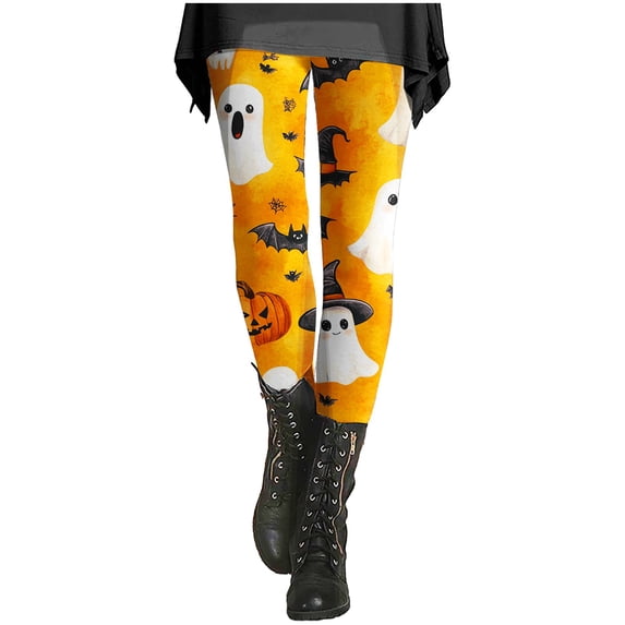 Halloween Clothes for Women Warm Stretchy Artistic Printed Autumn Winter Halloween Leggings for Women