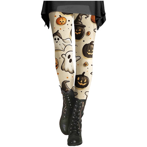 Halloween Clothes for Women Warm Stretchy Artistic Printed Autumn Winter Halloween Leggings for Women