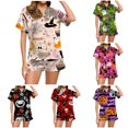 thumbnail image 1 of Halloween Clothes for Women Women Pajama Sets Ladies Casual Pajamas And Shorts Set Comfort Sleepwear for Home Nights Beige XL, 1 of 6