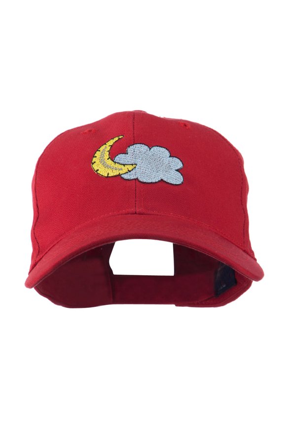 Halloween Cloud and Moon Embroidered Cap - Red OSFM