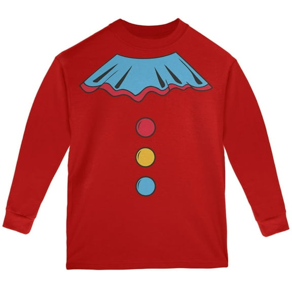 Halloween Clown Costume Red Youth Long Sleeve T-Shirt - Youth Large
