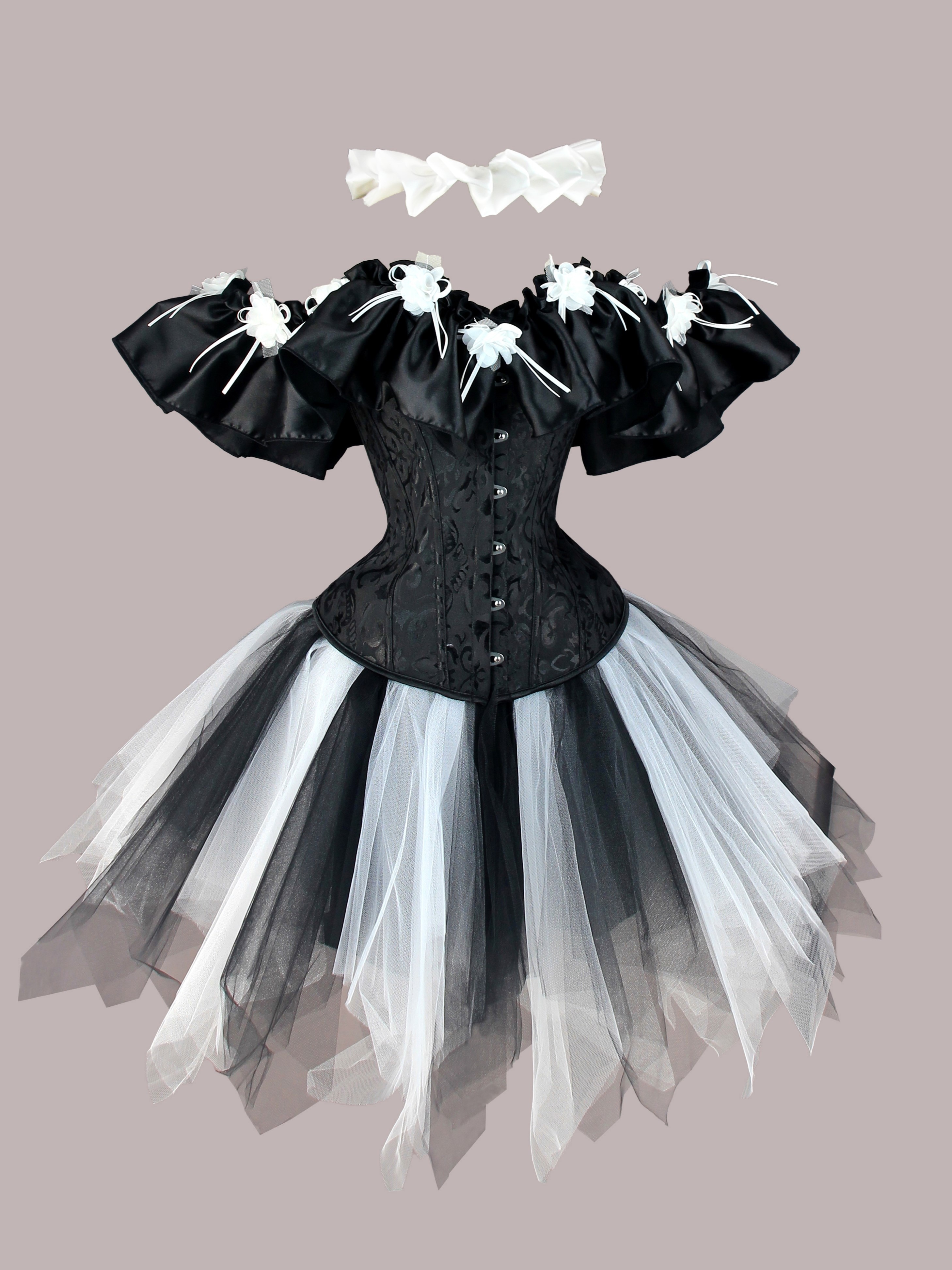 Halloween Clown Resurrection Costume Set Black and White Clown