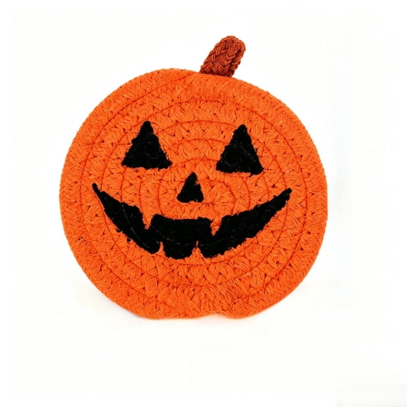 Halloween Coasters 4 Pack Jack O Lantern Decor Woven Pumpkin Coasters for Home Party Table Decorations