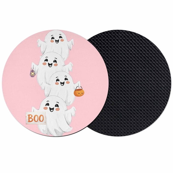 Halloween Coasters Set of 2, Absorbent Coasters for Drinks, Cartoon Cute Ghost Fall Pumpkins Coaster for Desk Coffee Table Protection, Home Decor House Warming Gifts 4"