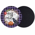 thumbnail image 1 of Halloween Coasters Set of 2, Absorbent Coasters for Drinks, Horror Pumpkin Crow Skull Purple Black Checkered Coaster for Desk Coffee Table Protection, Home Decor House Warming Gifts 4", 1 of 8