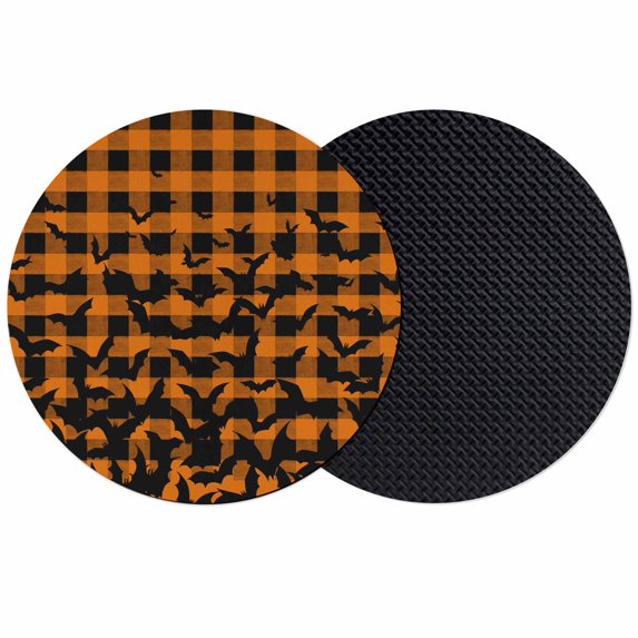 Halloween Coasters Set of 2, Absorbent Coasters for Drinks, Orange Black Paid Horror Bat Spooky Halloween Coaster for Desk Coffee Table Protection, Home Decor House Warming Gifts 4"