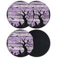 thumbnail image 1 of Halloween Coasters Set of 4, Absorbent Coasters for Drinks, Black Spooky Trees Bats Cats Rustic Wood Purple Coaster for Desk Coffee Table Protection, Home Decor House Warming Gifts 4", 1 of 8