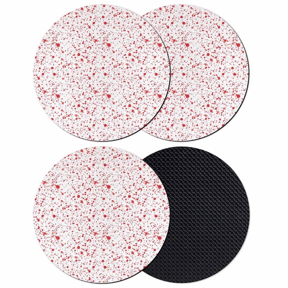 Halloween Coasters Set of 4, Absorbent Coasters for Drinks, Red Blood Scary Splash Fall Holiday Coaster for Desk Coffee Table Protection, Home Decor House Warming Gifts 4"