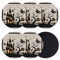thumbnail image 1 of Halloween Coasters Set of 6, Absorbent Coasters for Drinks, Black Pumpkin Ghost Castle Witch Coaster for Desk Coffee Table Protection, Home Decor House Warming Gifts 4", 1 of 8