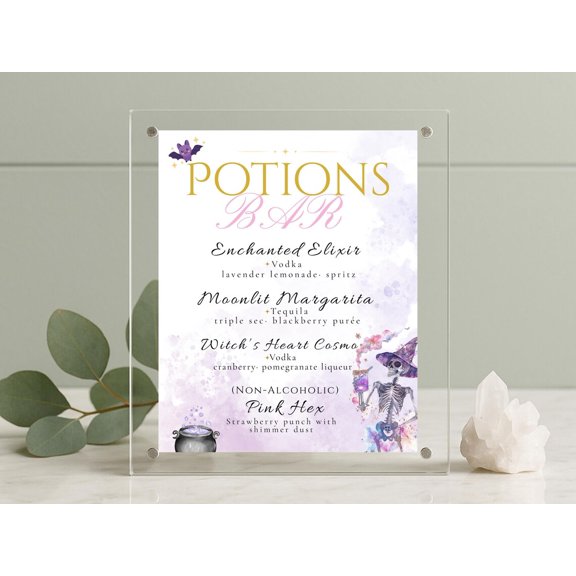 Halloween Cocktail Menu Potion Bar Sign Decor Wall Art