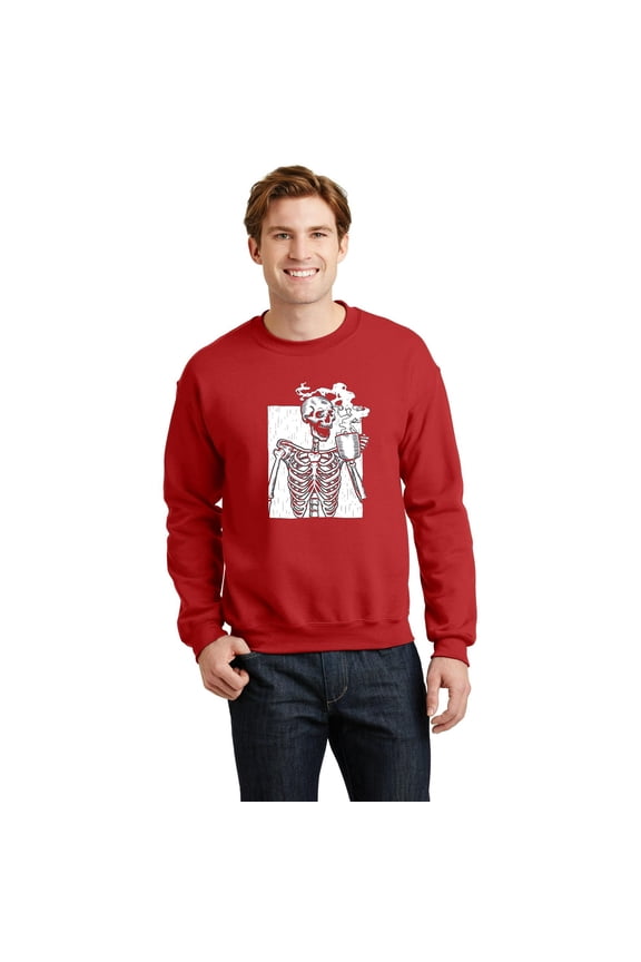 Halloween Coffee Drinking Skeleton Skeleton Head Graphic Tee, Caffeine SW19273 Unisex Sweatshirt, Up to Size 5XL