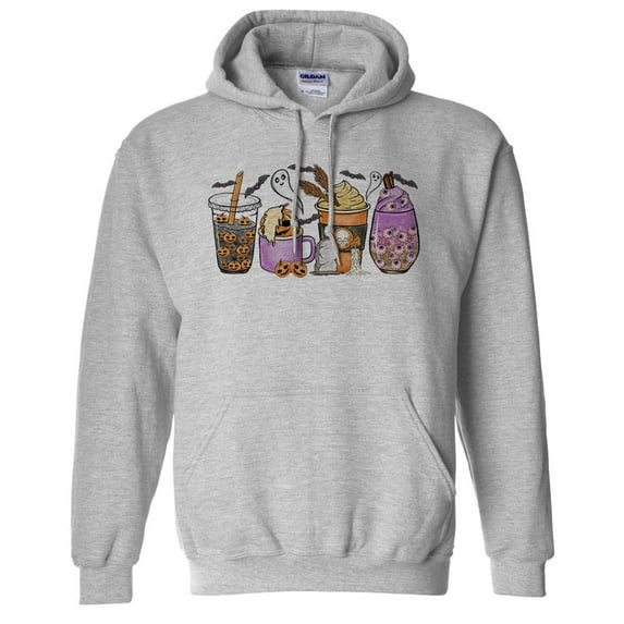 Halloween Coffee Hoodie Sweatshirt Unisex 5X-Large Grey