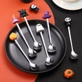 thumbnail image 1 of Halloween Coffee Spoons with Pumpkin Pendant, Stainless Steel Stirring Spoons for Kitchen, Spooky Party Table Decorations, Unique Fall Seasonal Home Decor Gifts, 1Pack A, 1 of 5