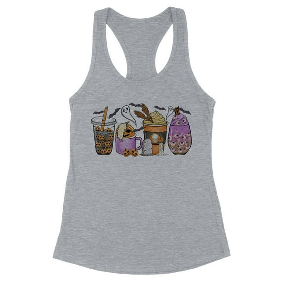 Halloween Coffee Tank Top Fitted Racerback Women's X-Small Heather Grey