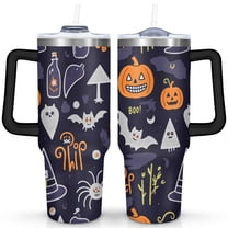Halloween Coffee Tumble Happy Halloween Pumpkin Ghost Coffee Travel Mug with Straw,Thermal with Lids for Hot and Cold Drinks for Outdoor Sports Wedding 40 oz Spooky Cup