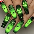 thumbnail image 1 of Halloween Coffin Resin Press On Nails Full Cover Fake False Stick On Nails, Reusable Artificial Nail Tips Luminous Pumpkin Spider Web Gradient Spooky Design for Halloween Party DIY Manicure 24 Pcs, 1 of 7