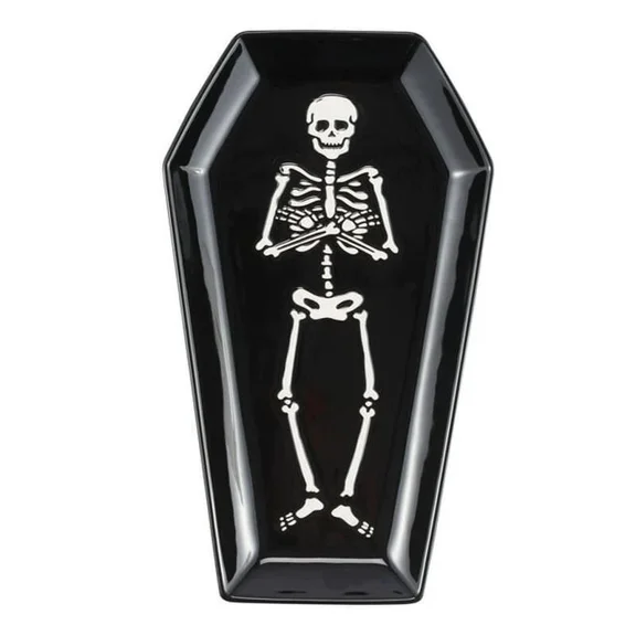 Halloween Coffin Shaped Serving Tray Earthenware Party Treats Dishwasher Safe Us