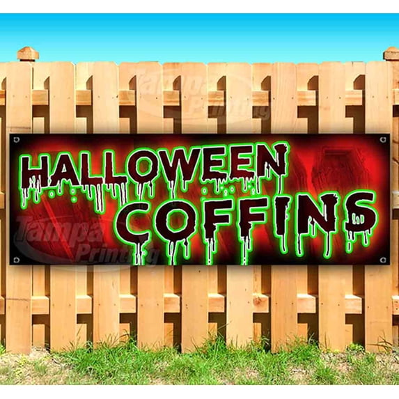 Halloween Coffins 13 oz Vinyl Banner With Metal Grommets
