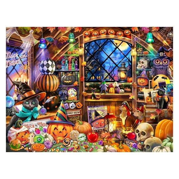 Halloween Collectibles Jigsaw Puzzle 550 Piece by Vermont Christmas Company - Large Pieces - Fully Interlocking & Randomly Shaped Pieces - 24" x 18"
