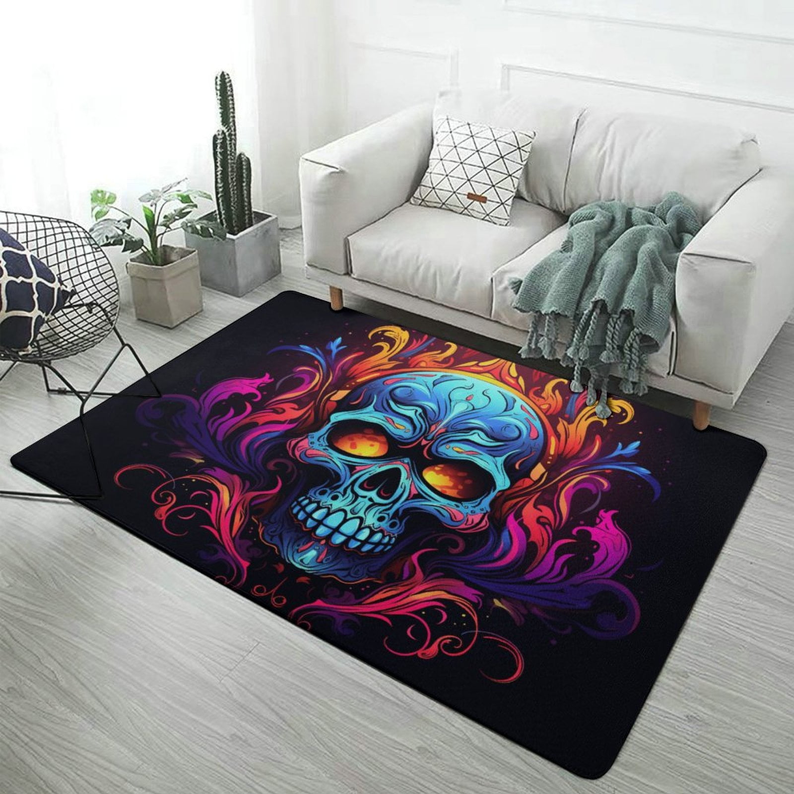 Halloween Colored Skull Carpet Style Living Room Bedroom Rug Modern 3d ...
