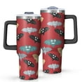 thumbnail image 1 of Halloween Colorful Bats Pattern Tumbler with Handle and Lid,40oz Double Wall Vacuum Insulated Tumbler,Cups Gift for Women and Men, 1 of 7