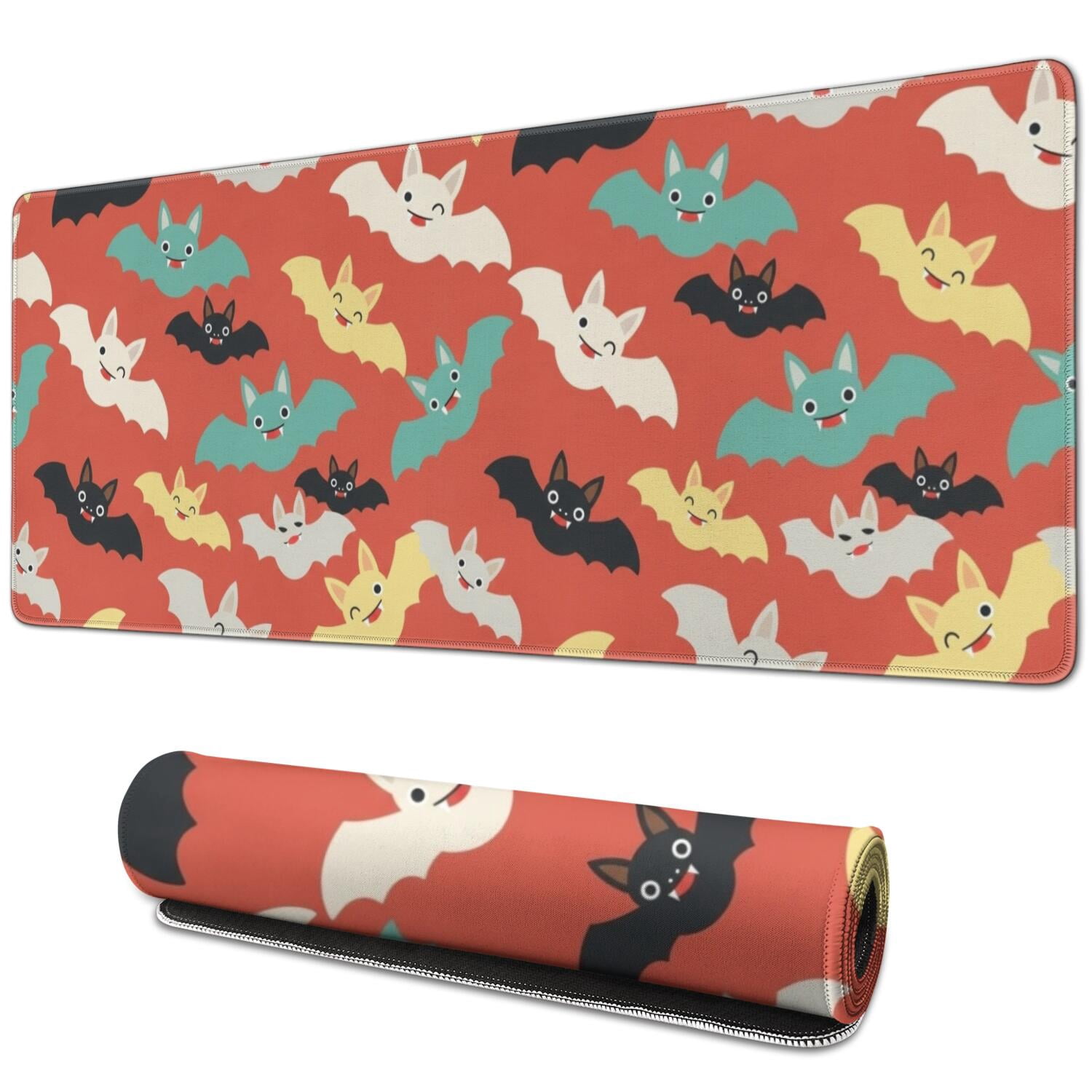 Halloween Colorful Cartoon Bat Pattern Extended Large Mouse Pad, Desk ...