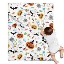 Halloween Colorful Halloween Elements Blanket,Comfortable Soft Flannel Throw Blanket,All Season,Warm Lightweight Blankets for Sofa Bed Couch Living Room Chair,30"x40"