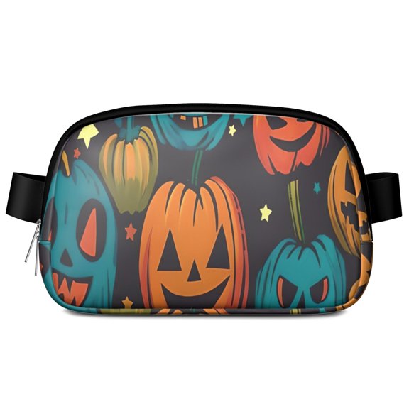 Halloween Colorful Jack Lanterns Cute Fanny Packs for Women,Travel Waterproof Crossbody Fanny Bags Waist Purse for Women Anti Theft Adjustable Strap for Running Travel Cycling