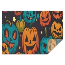 Halloween Colorful Jack Lanterns Rectangle Tablecloth 60"x84",Waterproof Polyester Rectangle Table Cloth, Wipeable Spillproof Polyester Tablecloth for Dining, Camping, Indoor and Outdoor