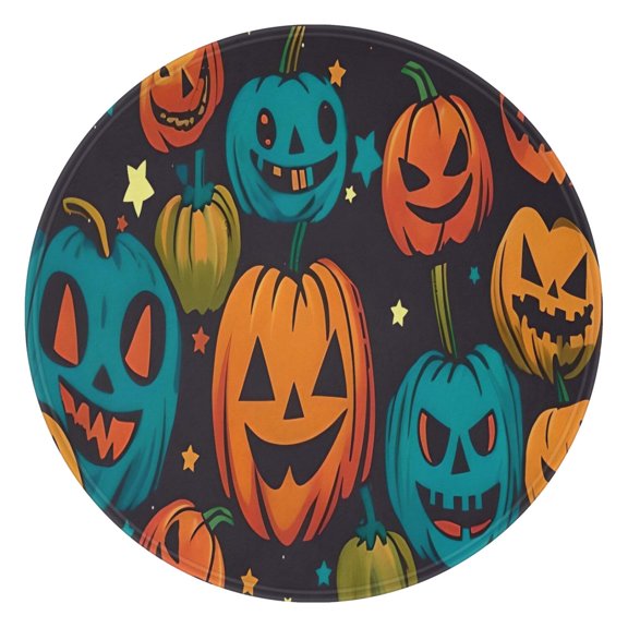 Halloween Colorful Jack Lanterns Round Blanket,Comfortable Soft Flannel Throw Blanket,All Season,Warm Lightweight Blankets for Sofa Bed Couch Living Room Chair 47"x47"