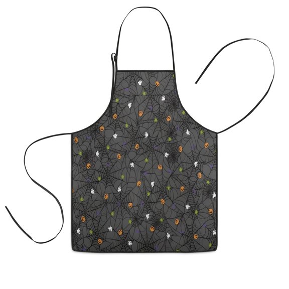 Halloween Colorful Spider Web Pattern Kids Aprons for Girls and Boys,Adjustable Neck Strap Toddler Aprons for Kids Cooking Baking,23.6"x19"