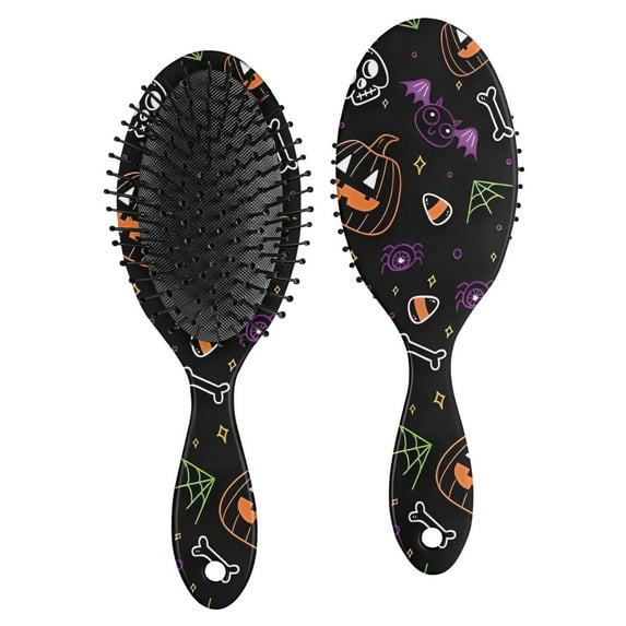Halloween Colorful Spooky Elements Hair Brush,Girls Detangling Hair Brush,Glide Through Tangles with Ease for Wet & Dry Hair,8.8"X2.8"