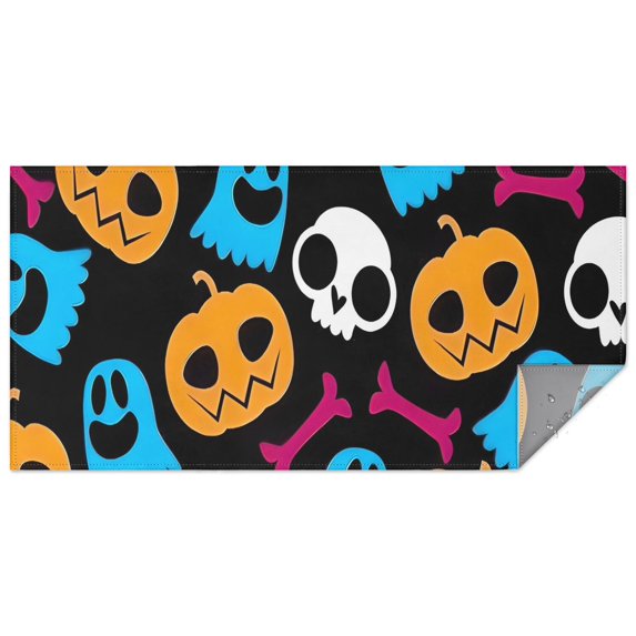 Colorful Halloween Elements Pattern Rectangle Tablecloth 60"x120",Waterproof Polyester Rectangle Table Cloth, Wipeable Spillproof Polyester Tablecloth for Dining, Camping, Indoor and Outdoor