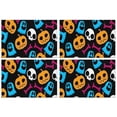 thumbnail image 1 of Halloween Colorful Spooky Elements Summer Placemats Table Placemats Set Of 4-Linen Kitchen Washable Placemats Table Mats 11.8"x17.7" Non-Slip Heat Resistant, 1 of 6