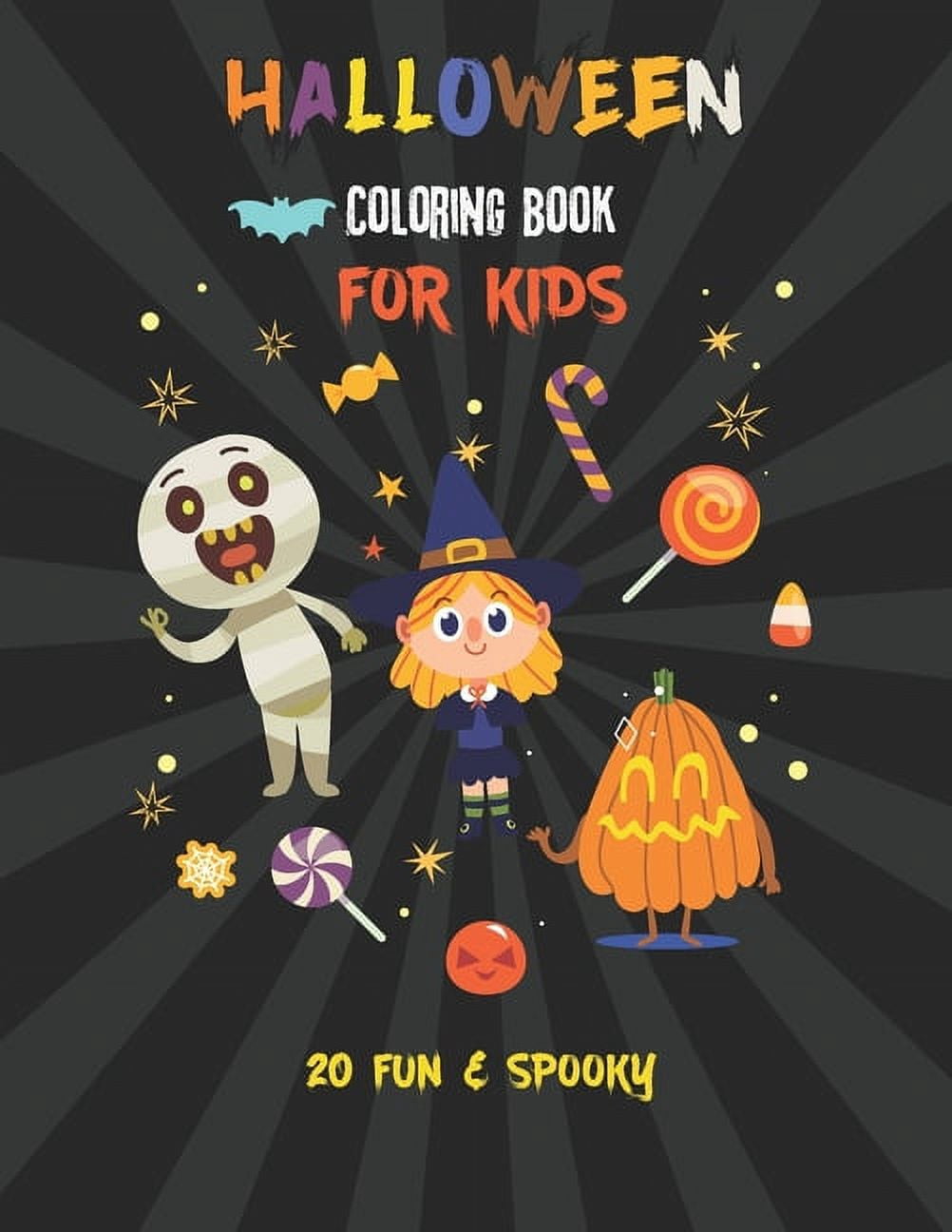 Halloween Coloring Book For Kids 20 Fun & Spooky : Pumpkin Witches Ghost Bats Cat Castle and Collection of Fun For Ages 4-8 (Paperback)