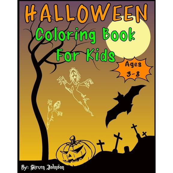 Halloween Coloring Book For Kids: Ages 3-8, (Paperback)