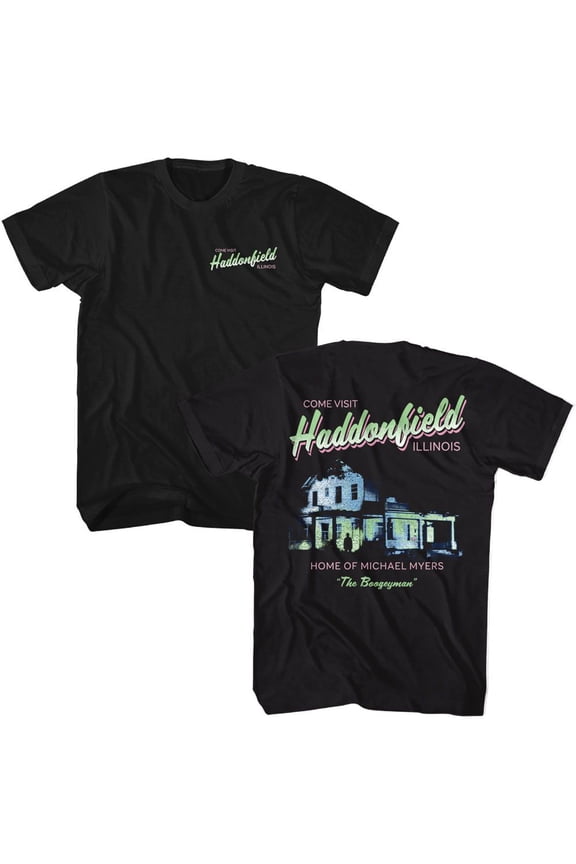 Halloween Visit Haddonfield Illinois Men's T Shirt (Black, AdultL)