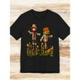 thumbnail image 1 of Halloween Comfort Scarecrow Sunflowers Graphic Tee Womens Design Autumn Farm Party T-Shirt Black S-5XL, 1 of 5