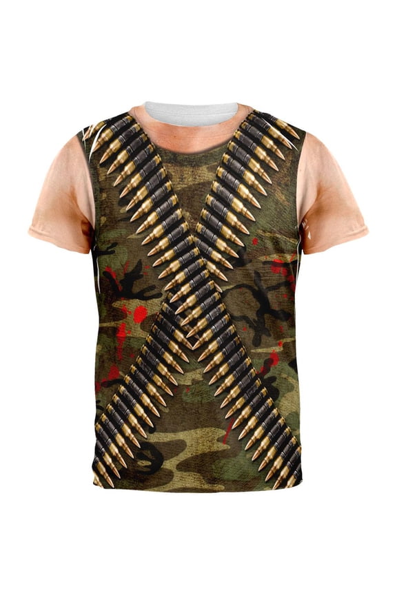 Halloween Commando Ranger Costume All Over Adult T-Shirt - Medium