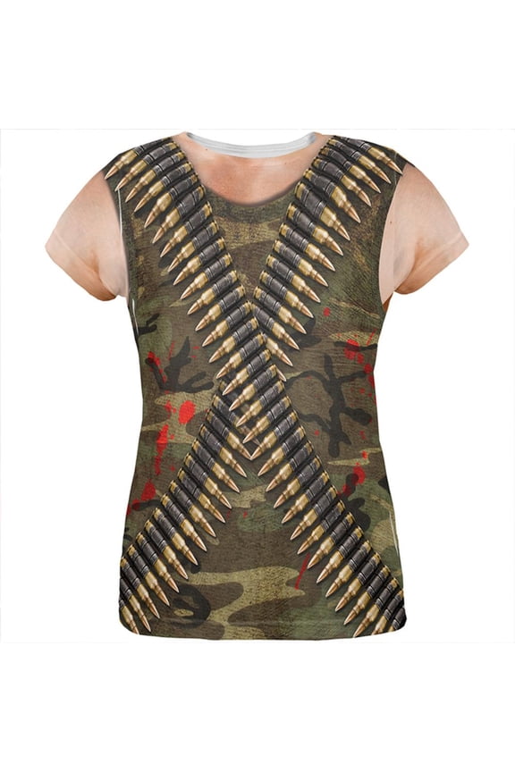 Halloween Commando Ranger Costume All Over Womens T Shirt Multi MD